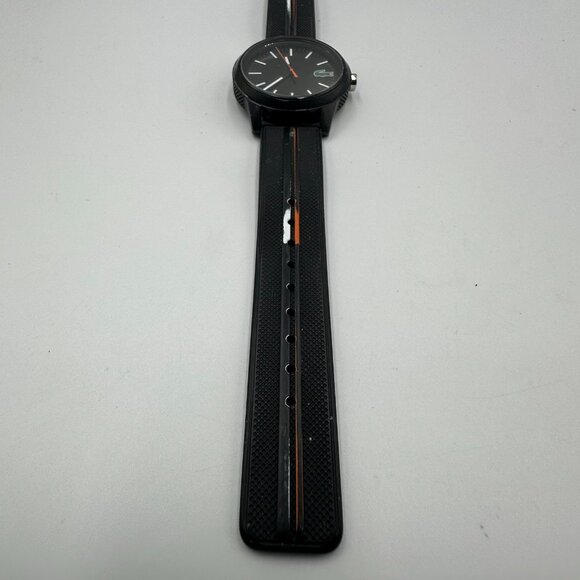 Lacoste Watch Men Black 42MM Round Dial Silicone Band New Battery 9.5" - Picture 4 of 12